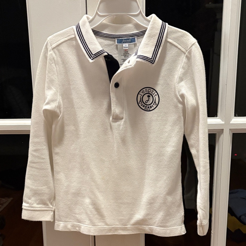 Jacadi White Polo with Navy Accents